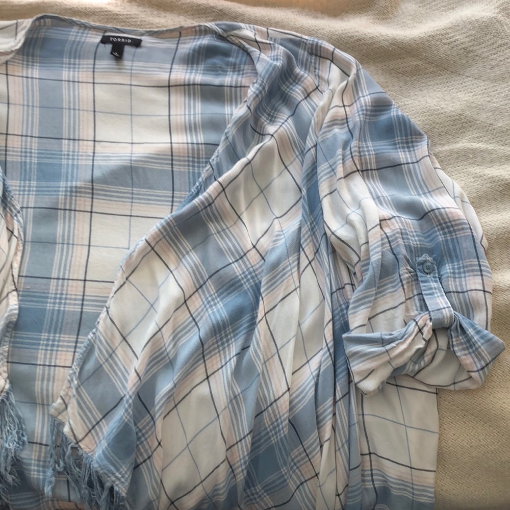 Torrid light blue flannel cardigan